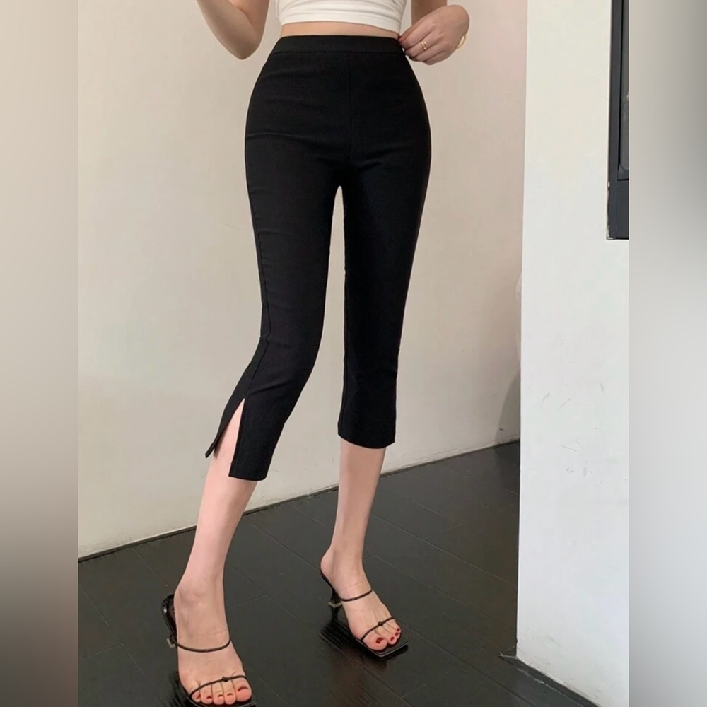 Elegant Black Women's Cropped Pants from Korea